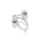 natural london blue topaz lotus blossom rings in sterling silver